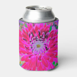 Enfriador De Latas Dramática flor de Dahlia roja y rosa