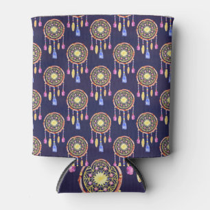 Enfriador De Latas Dreamcatchers Fethers Watercolor Seamless Textura