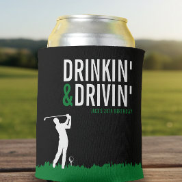 Enfriador De Latas Drinkin' & Drivin' Adult Golf Birthday Party Black
