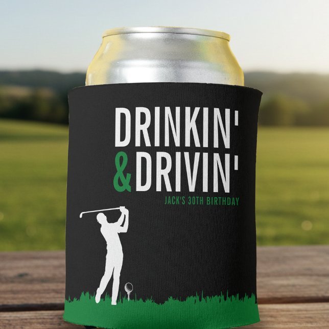 Enfriador De Latas Drinkin' & Drivin' Adult Golf Birthday Party Black (Drinkin' & Drivin' Adult Golf Birthday Party Can Cooler
)