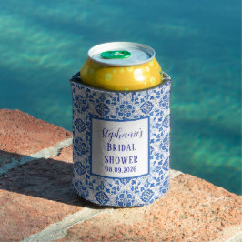 Enfriador De Latas Ducha azul mediterránea azul de azulejos portugues