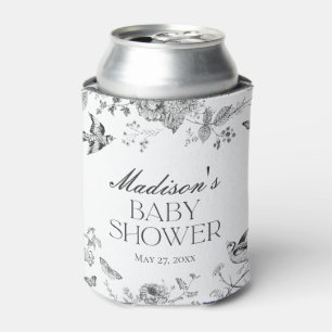 Enfriador De Latas Ducha de Bebé Floral Vintage Toile De Jouy Negro