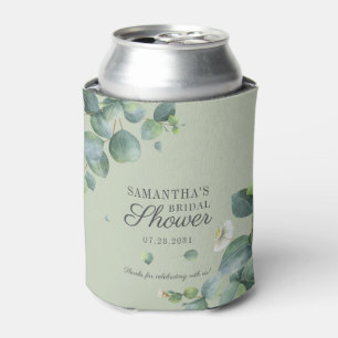 Enfriador De Latas Ducha de Novia Acuarela Verde Eucalipto