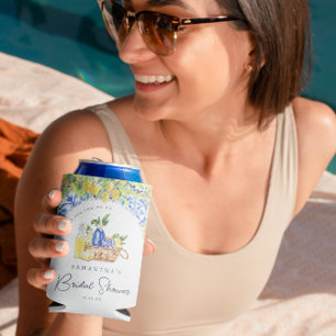 Enfriador De Latas Ducha de novia con azulejos de limón mediterráneos