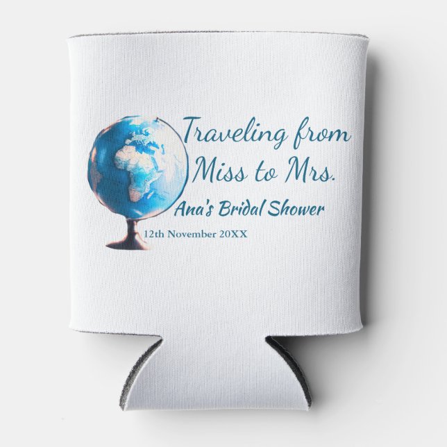 Enfriador De Latas ducha de novia de viaje agregar nombre fecha señor (Anverso)