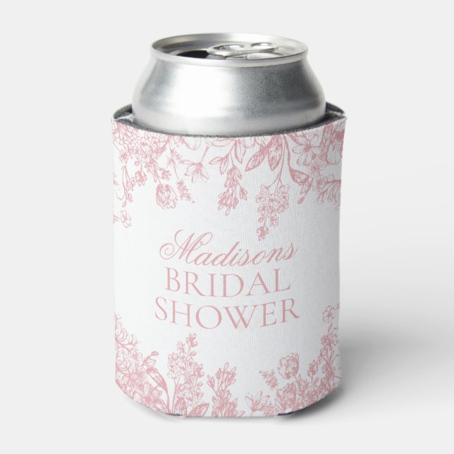 Enfriador De Latas Ducha de novia floral rosa Chinoiserie vintage (Lata Anverso)