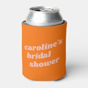 Enfriador De Latas Ducha de Novia Retro Naranja Moderna Personalizada