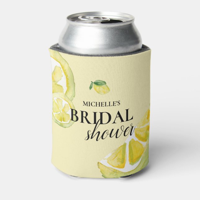 Enfriador De Latas Ducha Nupcial Personalizada Amarillo Limón (Reverso de la lata)
