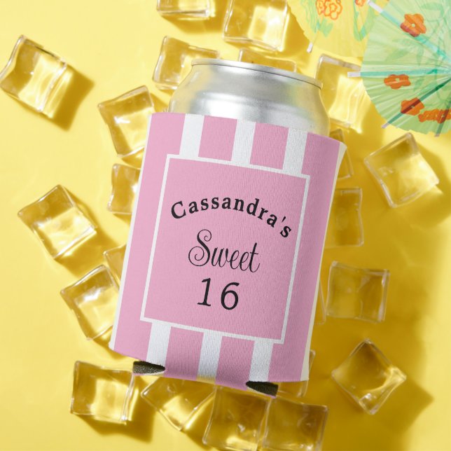 Enfriador De Latas Dulce Dieciséis Estampado Rosa Clásico (Verano in situ)