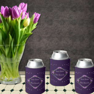 Enfriador De Latas Dulce geométrico morado Rosa plateado 16
