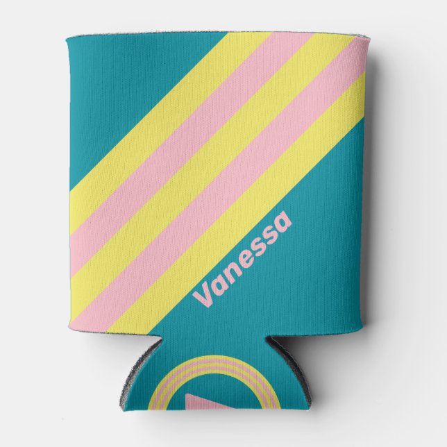 Enfriador De Latas Dulce Sea Kiss Stripes con nombre (Anverso)