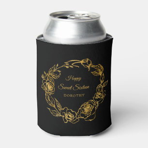 Enfriador De Latas Dulces 16 Luxe Rosa Dorada Personalizada Negra