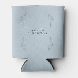 Enfriador De Latas Dusty Blue Elegant Foliage Boda Mr. y la Sra.