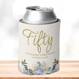 Enfriador De Latas Dusty Blue Floral Blanco 50 Nacimiento