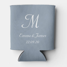 Enfriador De Latas Dusty Blue Monogram Wedding Party Favor