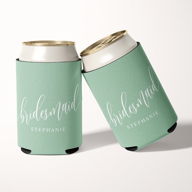 Enfriador De Latas Dusty Mint Green Bridesmaid guión moderno (Subido por el creador)
