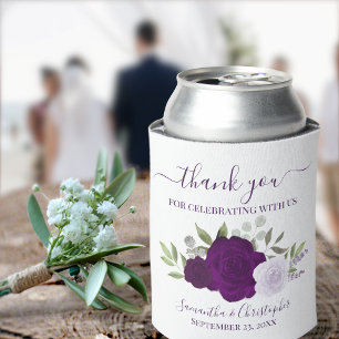 Enfriador De Latas Dusty Rosas de ciruelas púrpuras elegante matrimon