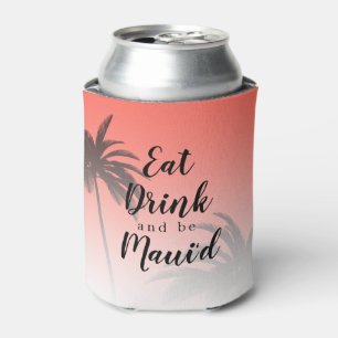Enfriador De Latas Eat Dink Be Mauid Monograma Tropical Beach Wedding