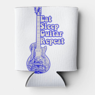 Enfriador De Latas Eat sleep guitar repeat. vintage blue guitar