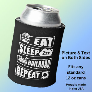 Enfriador De Latas Eat Sleep Railroad Repeat Steam Train
