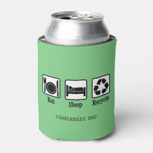 Enfriador De Latas Eat Sleep Recycle Cute Personalizado Reciclaje Ver