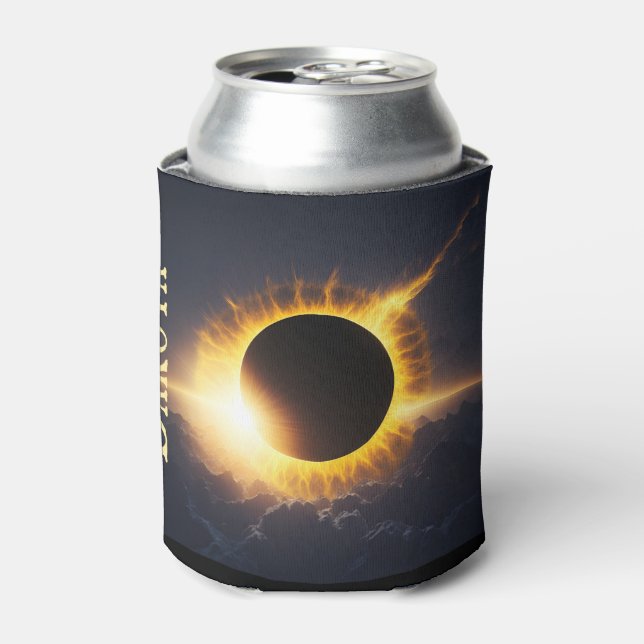 Enfriador De Latas Eclipse solar Añadir bebida de nombre (Lata Anverso)