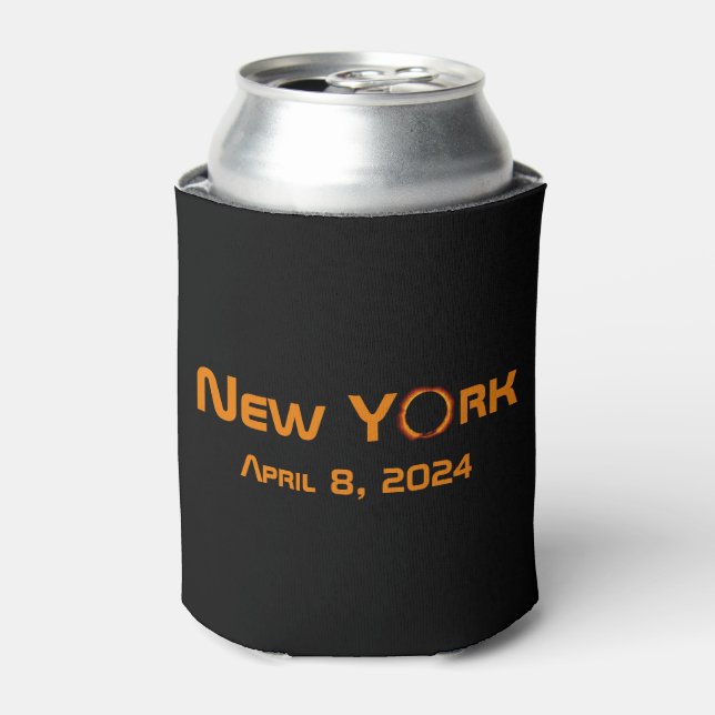 Enfriador De Latas Eclipse solar total de Nueva York 2024 (Lata Anverso)
