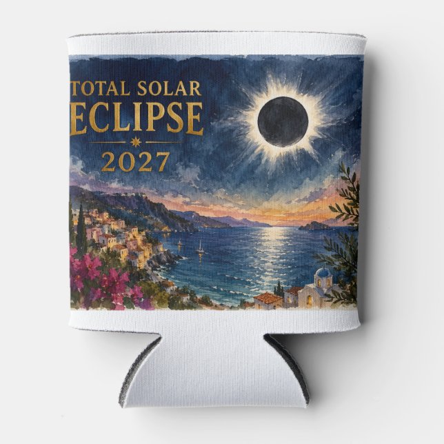 Enfriador De Latas Eclipse Total de Sol 2027 Mediterráneo  (Anverso)