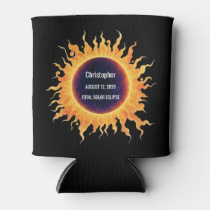 Enfriador De Latas Eclipse Total Solar Bold Watercolor 2026 Nombre