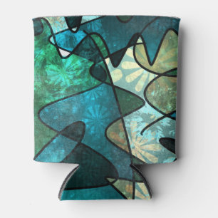 Enfriador De Latas Efecto Vidrio Manchado Verde Resumen Doodle Art