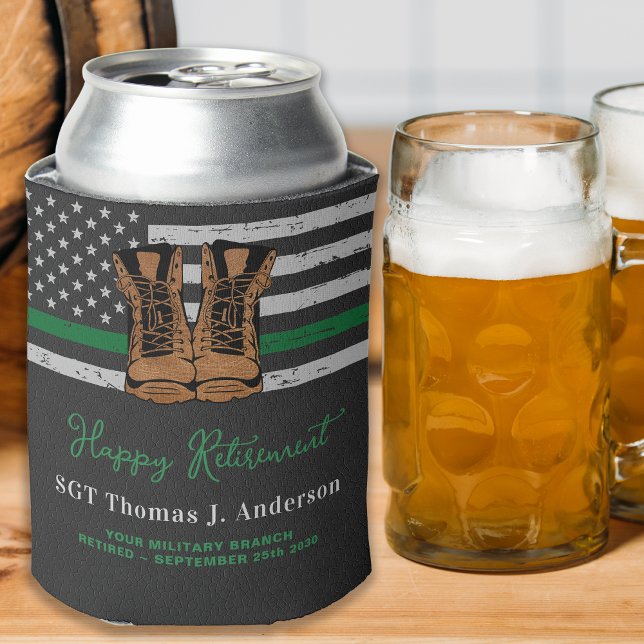 Enfriador De Latas Ejército delgado de la línea verde de cuero de ret (Subido por el creador)