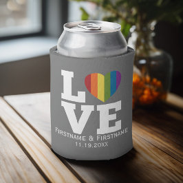 Enfriador De Latas El amor con el corazón del arcoiris Boda nombres f