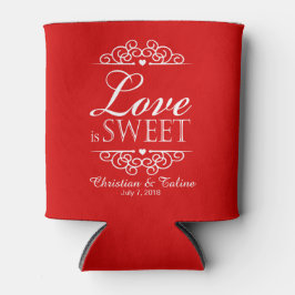 Enfriador De Latas El amor es dulce Boda | rojo
