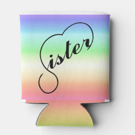 Enfriador De Latas El arcoiris colorido del corazón de la hermana