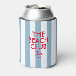 Enfriador De Latas El Beach Club Francés Red Blue Cabana Stripe