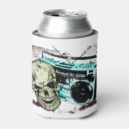 Enfriador De Latas El cráneo de Grunge escuchando una caja de boom re