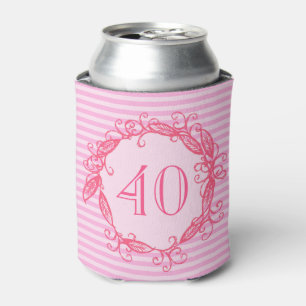 Enfriador De Latas El cumpleaños Swirly rosado hermoso de las mujere