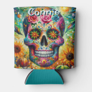 Enfriador De Latas El Día de la Calavera del Azúcar Personalizado de