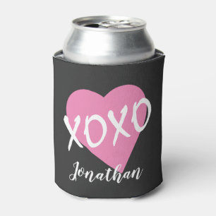 Enfriador De Latas El día de San Valentín Corazón Rosa XOXO Negro