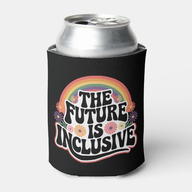 Enfriador De Latas El futuro es inclusivo el gay con bandera arcoiris (Lata Anverso)