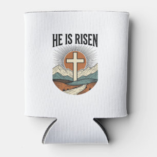 Enfriador De Latas Él ha resucitado Cruz Amanecer Cristiano Camiseta
