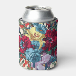 Enfriador De Latas El jardín florece con flores de colores de época