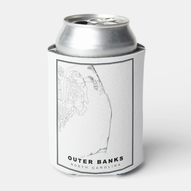 Enfriador De Latas El mapa de Outer Banks (Lata Anverso)