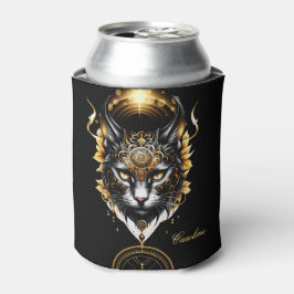 Enfriador De Latas El maravilloso gato negro dorado.