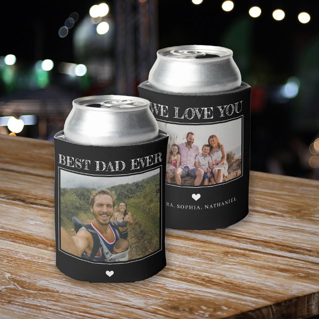 Enfriador De Latas El mejor papá jamás te ama 2 fotos personalizadas  (Subido por el creador)