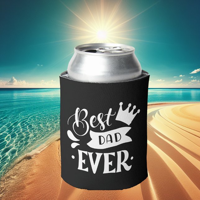 Enfriador De Latas El mejor papá siempre blanco y negro moderno (Subido por el creador)