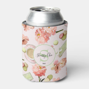 Enfriador De Latas El moderno Shabby Chic Peonies y Macarons Set