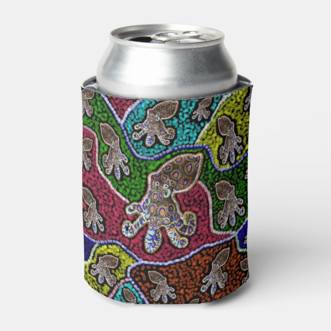 Enfriador De Latas El Octopus Dot Art Del Anillo Azul Puede Estorbar  (Lata Anverso)