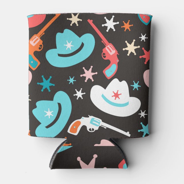 Enfriador De Latas El Oeste Salvaje, Patrón Vaquero Revolvers. (Anverso)