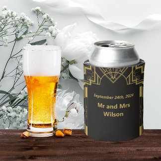 Enfriador De Latas El oro glamoroso del Art Deco sobre el negro